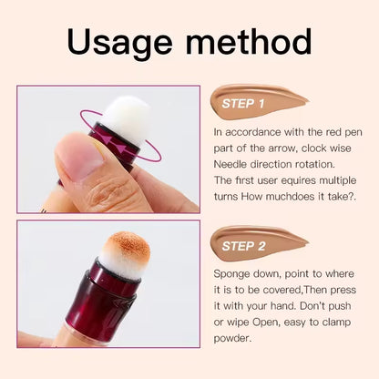 Ushas 12Color Liquid Concealer Multi-Use Foundation Makeup Moisturizing Rotating Sponge Head Concealer Long Lasting Lightweight