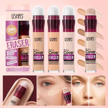 Ushas 12Color Liquid Concealer Multi-Use Foundation Makeup Moisturizing Rotating Sponge Head Concealer Long Lasting Lightweight