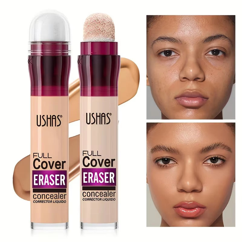 Ushas 12Color Liquid Concealer Multi-Use Foundation Makeup Moisturizing Rotating Sponge Head Concealer Long Lasting Lightweight